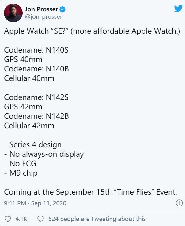 苹果新Apple Watch“ SE”和“ Pro”型号无ECG,无始终显示