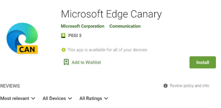 微软发布适用于Android设备的Microsoft Edge Canary