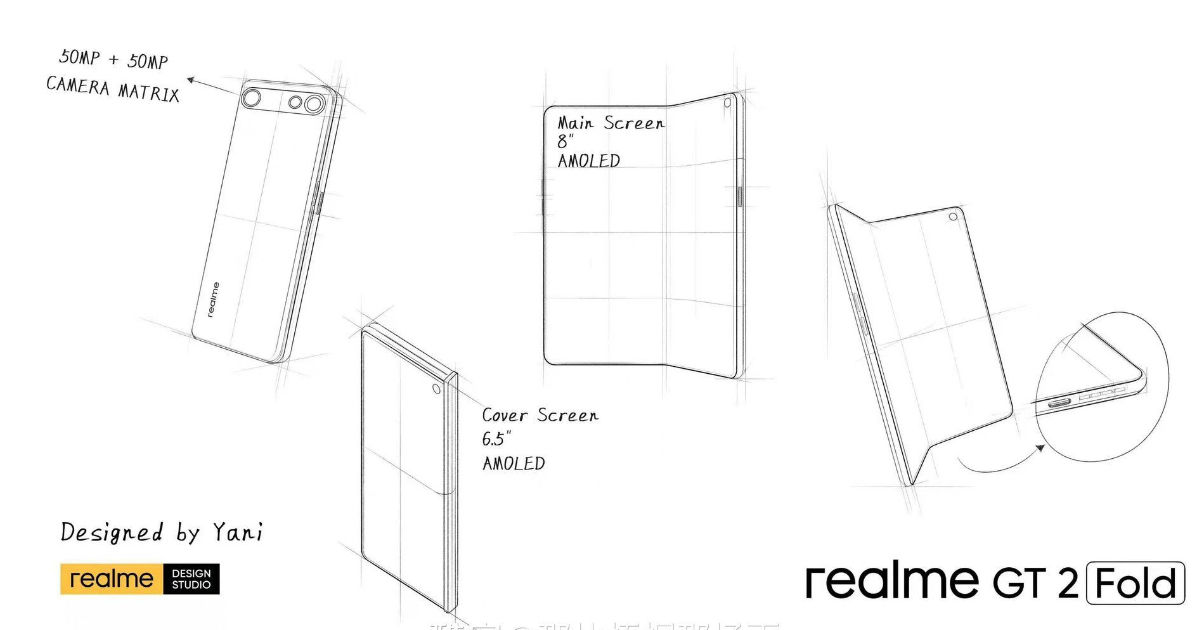 Realme GT 2 折叠设计草图在线，Realme CMO 戏称 2022 年推出可折叠产品